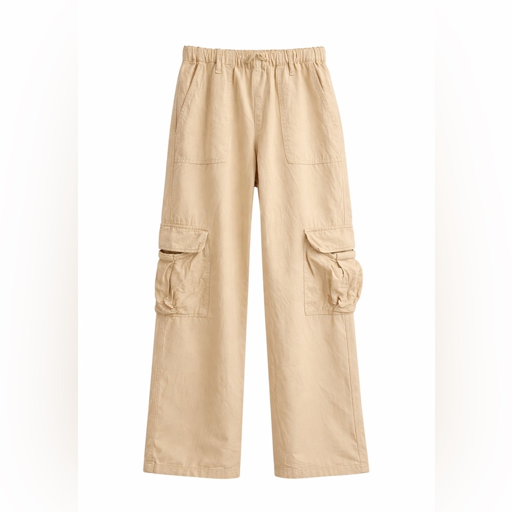BDG Urban Outfitters Beige Cargo Pants S Wide Leg Y2K Utility 100% Linen